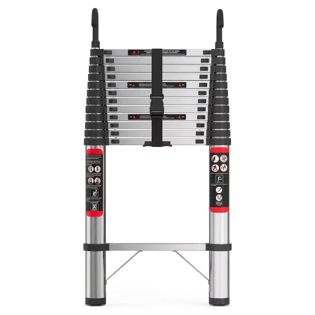 5m telescopic ladder with hooks, closed, front view