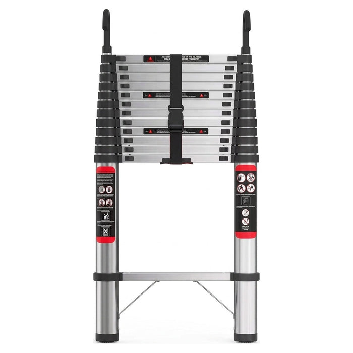 5m telescopic ladder with hooks, closed, front view